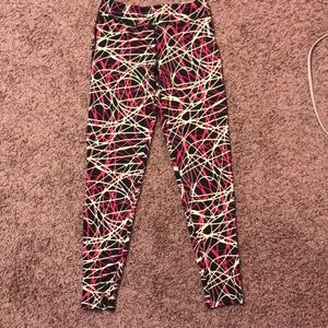 Junior Black-Pink-Yellow Reebok Leggings/Tights